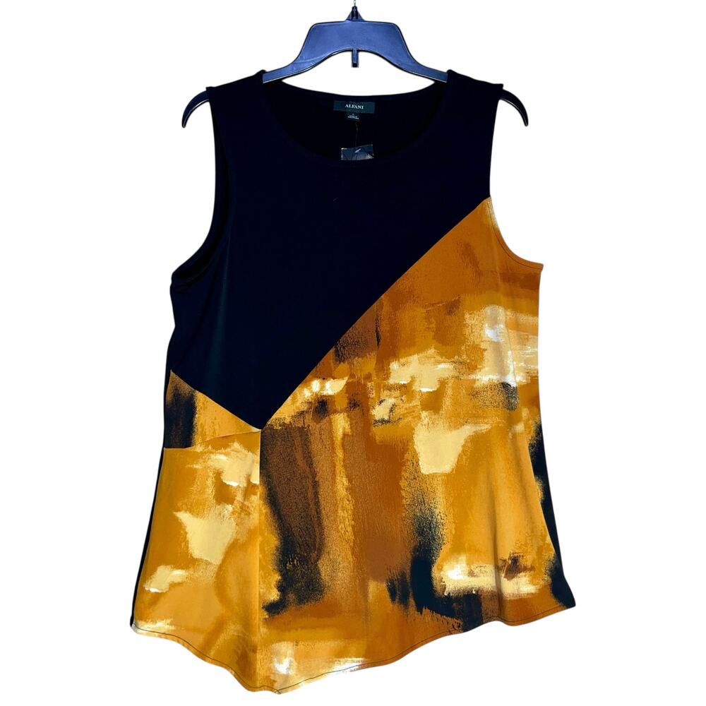 Alfani Sleeveless Tunic Top Colorblock Asymmetric